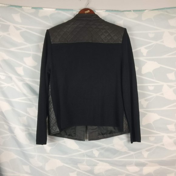 Quilted Leather Knit Jacket with Turn Lock buttons Coco Gancini Gold detail, Lrg - Picture 6 of 8